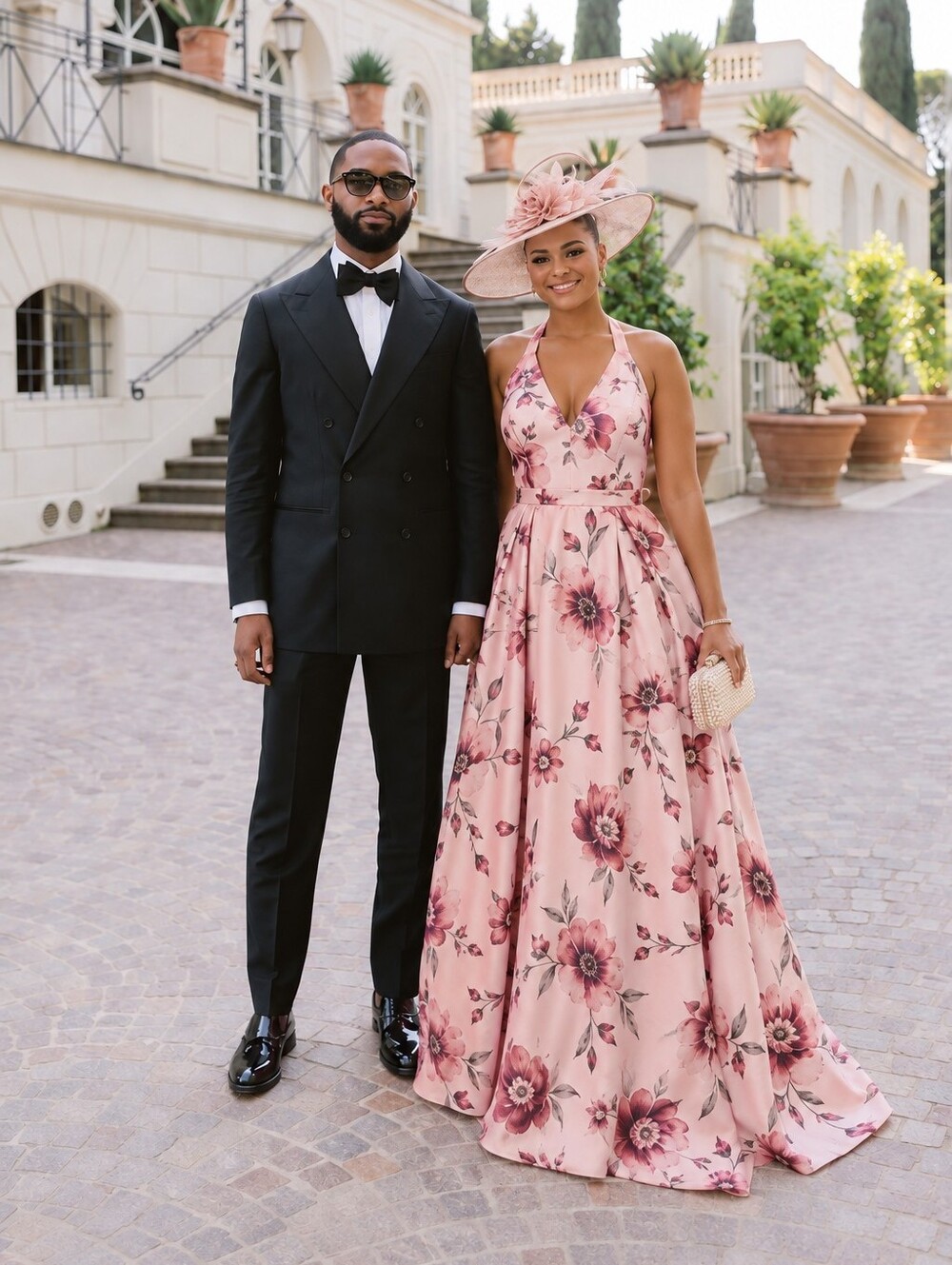 Pink Floral Halter Maxi Dress